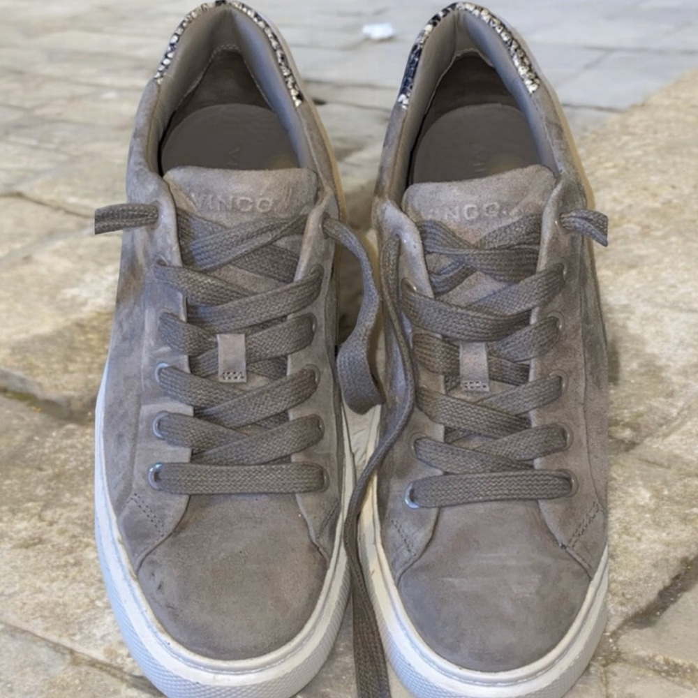 VINCE Gray Suede Platform Sneakers Size 8 Super Comfortable!